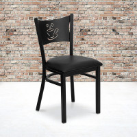 Flash Furniture Hercules Series Black Coffee Back Metal Restaurant Chair with Black Vinyl Seat XU-DG-60099-COF-BLKV-GG